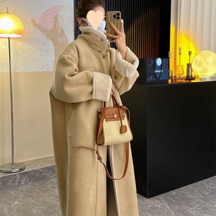 Long One-piece Suede Winter New Thickened Women's Motorcycle Lamb Wool Imitation Leather Eco-friendly Coat