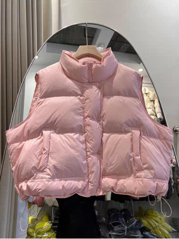 东大门糖果色羽绒马甲女秋冬新款立领加厚宽松短款背心坎肩外套潮|undefined