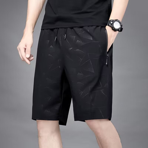 Summer ice silk shorts for men, loose casual casual pants, men's thin stretch sports pants, breathable and quick-drying beach pants
