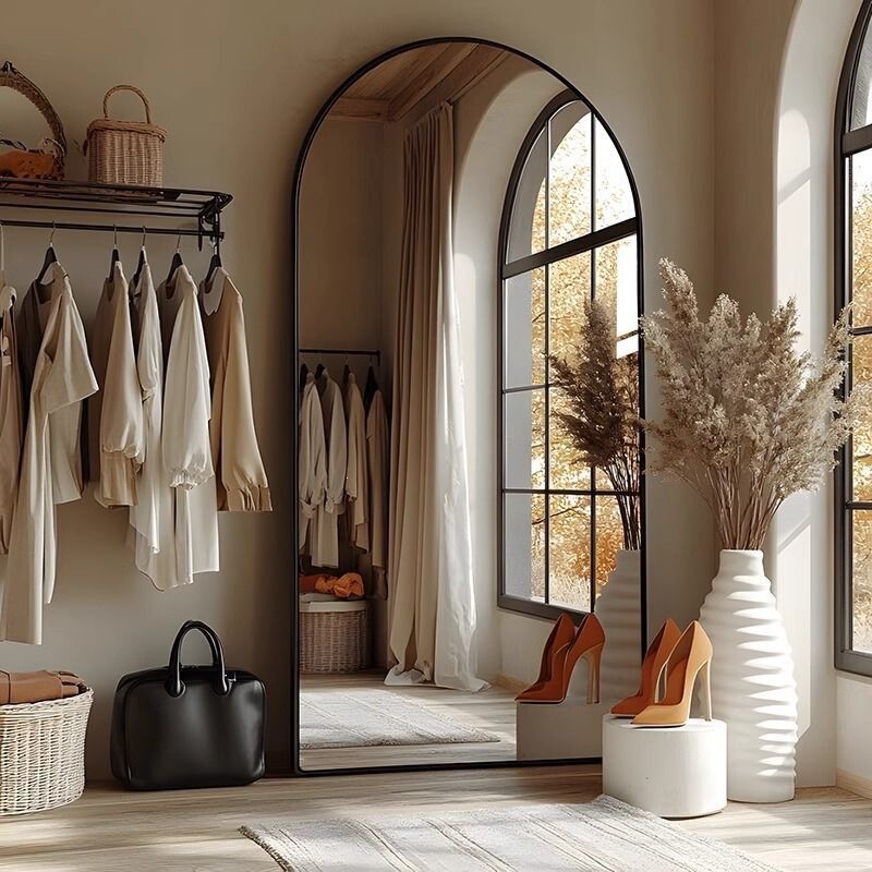 Arched Full-Length Mirror, Full-Body Mirror for Home Bedroom, Entryway, Girls' Dressing Room, Floor Mirror, Clothing Store Fitting Mirror Arched Full-Length Mirror, Full-Body Mirror for Home Bedroom, Entryway, Girls' Dressing Room, Floor Mirror, Clothing Store Fitting Mirror