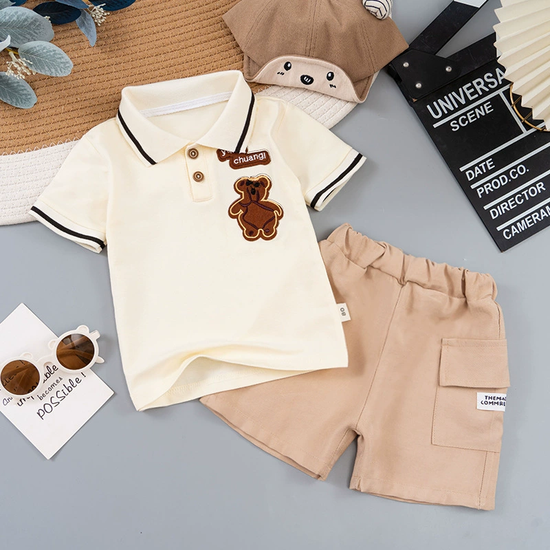 Детский набор Polo, летняя детская мода, 1–3 года, короткий рукав, мишка