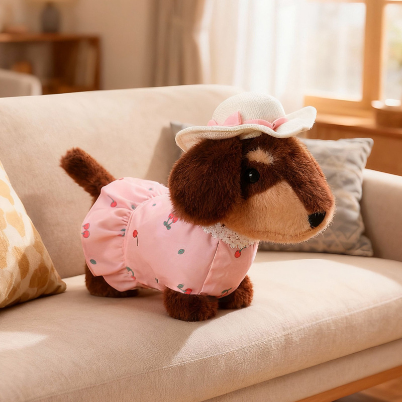 Transfronterizo nuevo juguete de peluche de perros simulados Teddy perro mimará el mercado nocturno de salchicha chica muñeca regalo