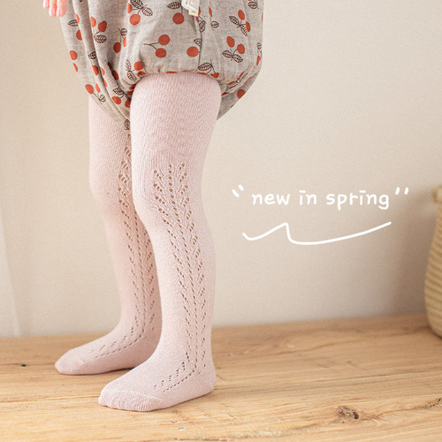 Girls' leggings summer mesh type A combed cotton transfer baby children's princess socks high waist baby pantyhose