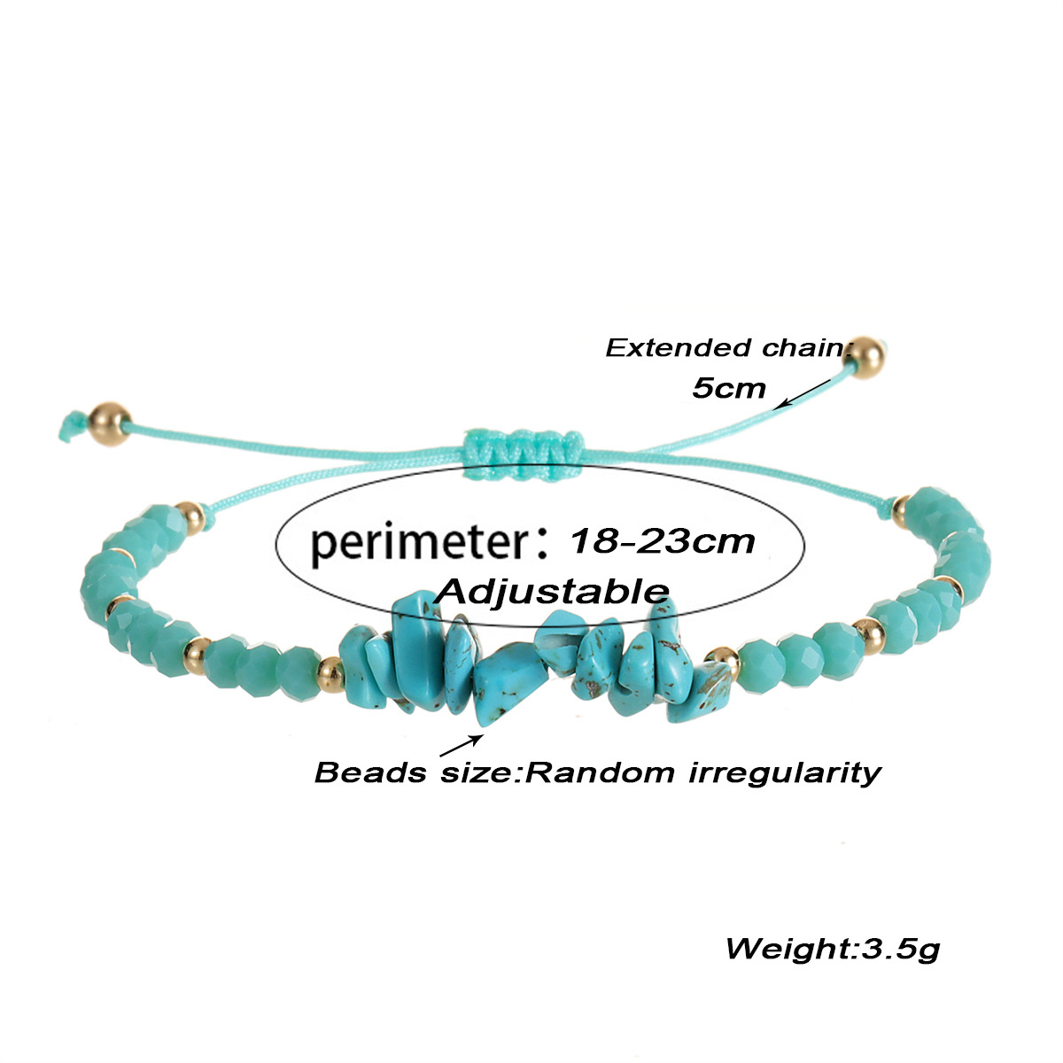 6g Weight Brass Pendant Material Drawstring Bracelets Classification Ethnic Style Geometric Artificial Crystal Natural Stone Beaded Unisex Drawstring Bracelets
