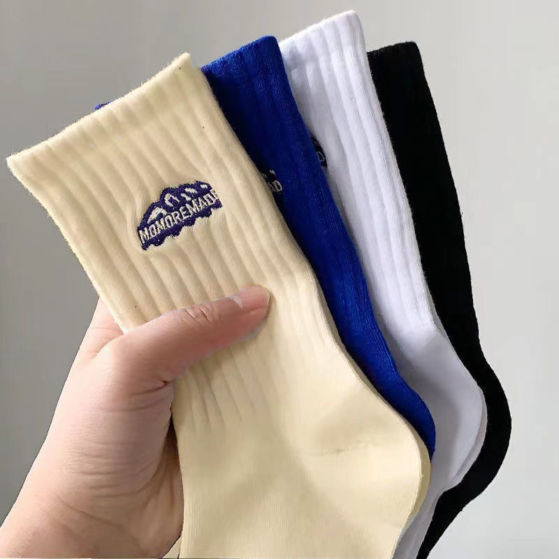 Snow Mountain Tide Brand Japanese All-match Men's and Women's Medium Stockings Ins Thick Line Internet Popular Tide Couple's Socks Autumn and Winter