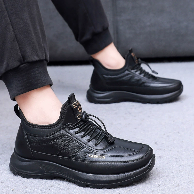 Demi-season shoes, fleece keep warm non-slip slip-ons platform, sports boots for leisure, for middle age