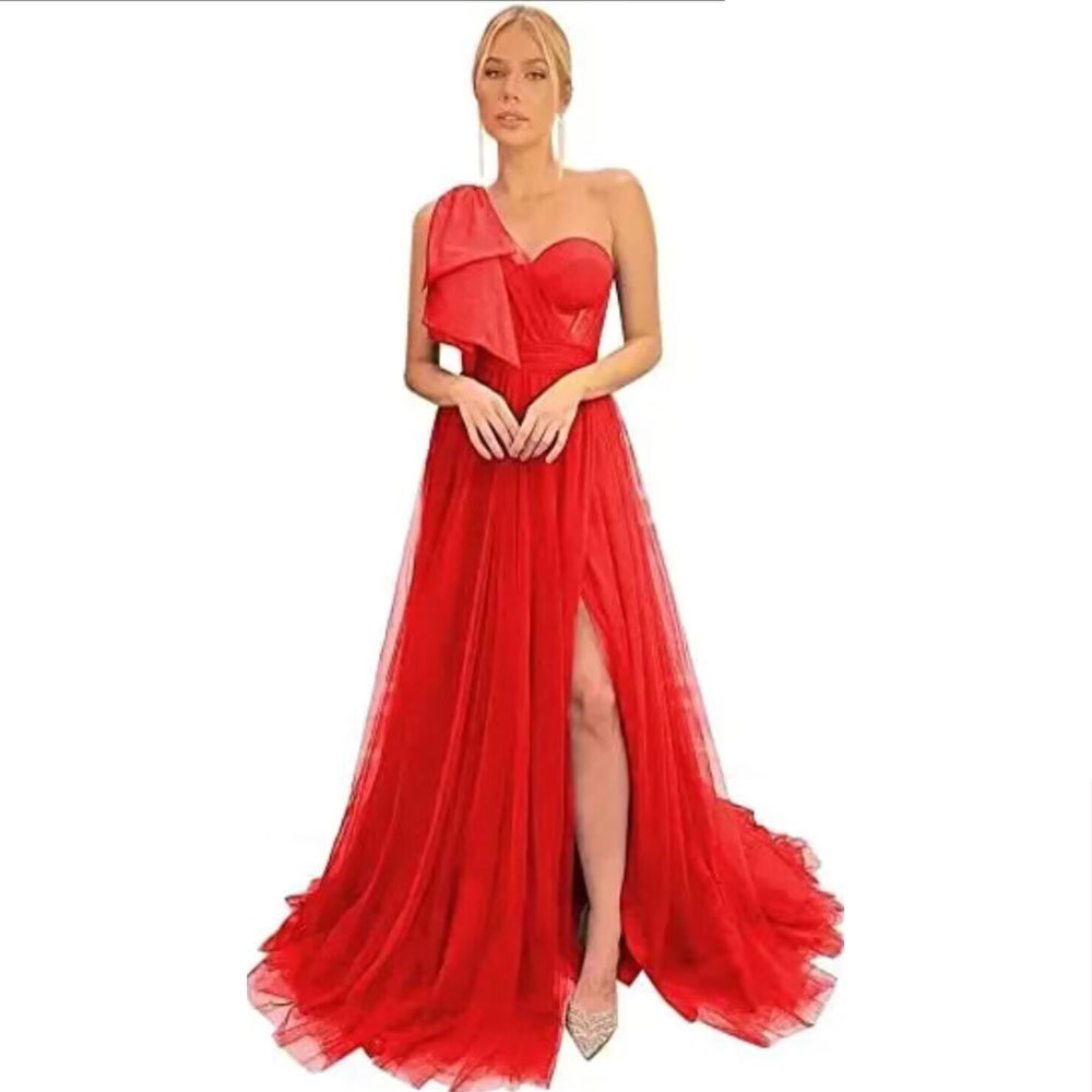 Comercio exterior europeo y americano vestido de noche transfronterizo para damas vestido de fiesta vestido de fiesta sexy dividido pequeño vestido de cena de cola femenino