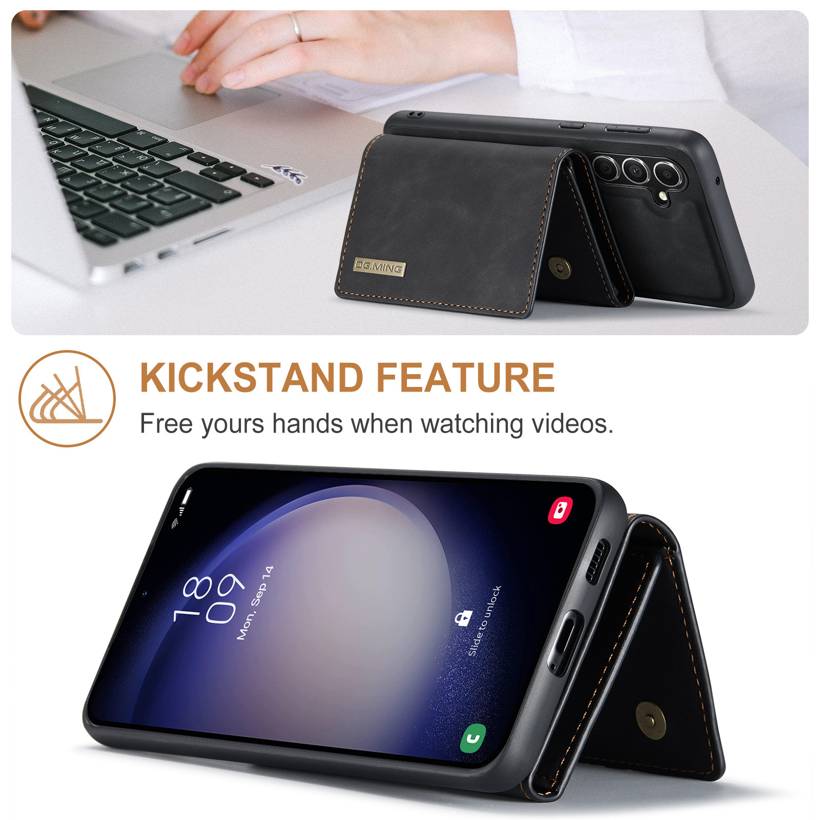 M1 per Samsung S23 FE custodia protettiva in pelle con portafoglio magnetico diviso e resistente S23 custodia per telefono con portafoglio magnetico due in uno_voghion.com