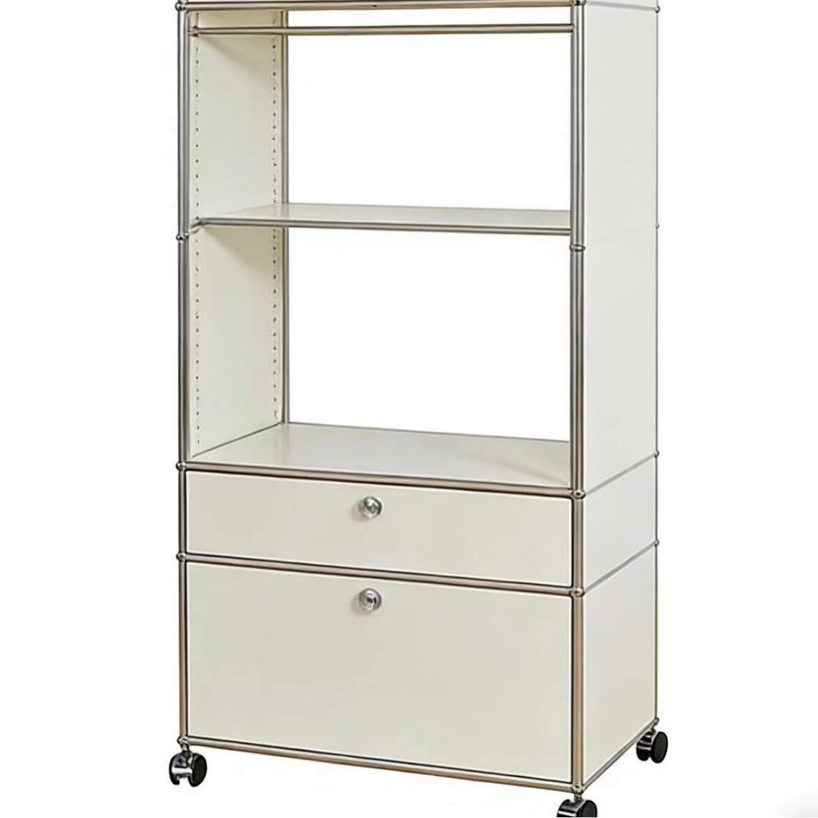 Used Sum Stainless Steel Display Wardrobe Cabinet for Home Use, Movable Modular Combination Hanging Wardrobe, Bookcase, Hand-Pushed Display Rack