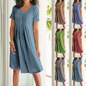 Women's Floral Print Dress with 95% Polyester and 30% Cotton Material