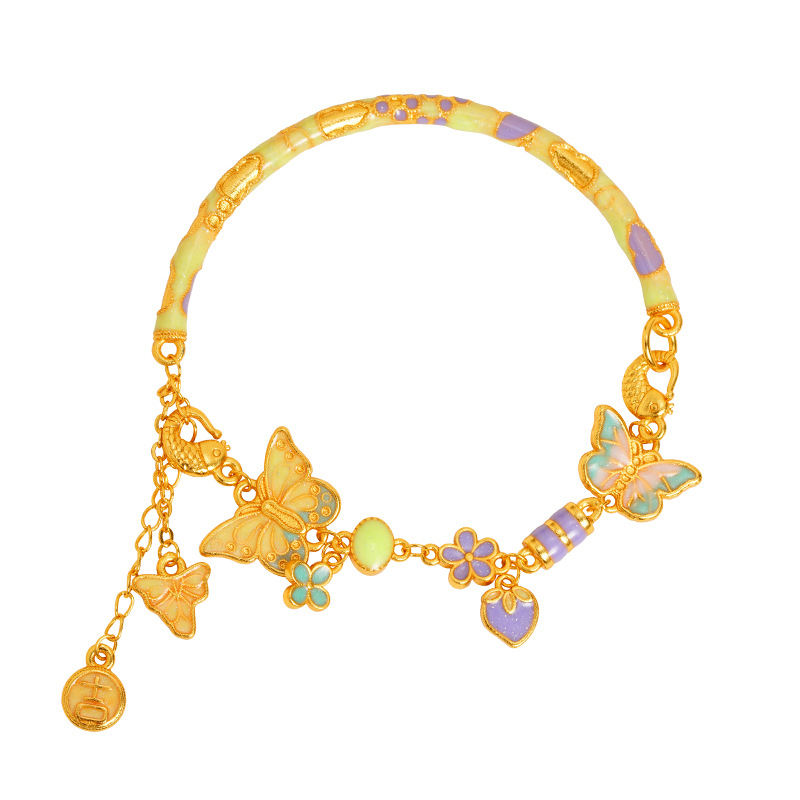 Nueva pulsera china de oro de arena vietnamita de lujo esmalte antiguo diseño de pulsera mariposa para joyas no se desvanecen