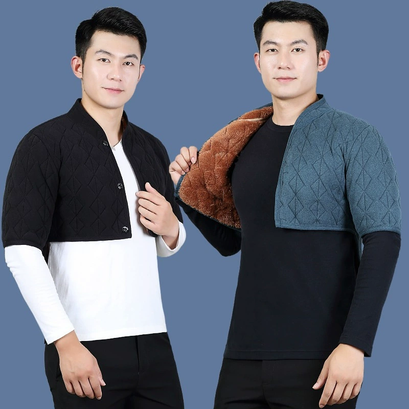 Мужской теплый жилет среднего и пожилого возраста с короткими рукавами, защитный пояс, плечи, толстый теплый жилет на флисовой подкладке, Папа носит зимний жилет с защитой от холода