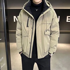 男士羽绒服工装风帅气潮牌加厚宽松保暖连帽防寒服男款休闲外套男