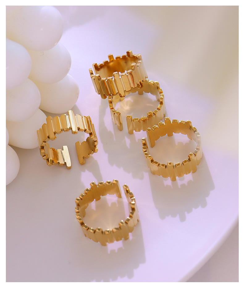 Korea fashion geometric irregular long titanium steel rings