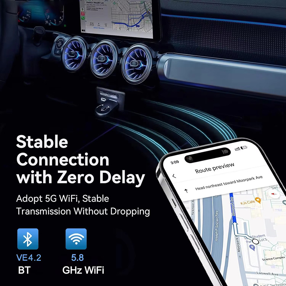 Cross-Border Factory Source Mini Adapter for Apple and Android 2-in-1 Wired to Wireless Carplay Box