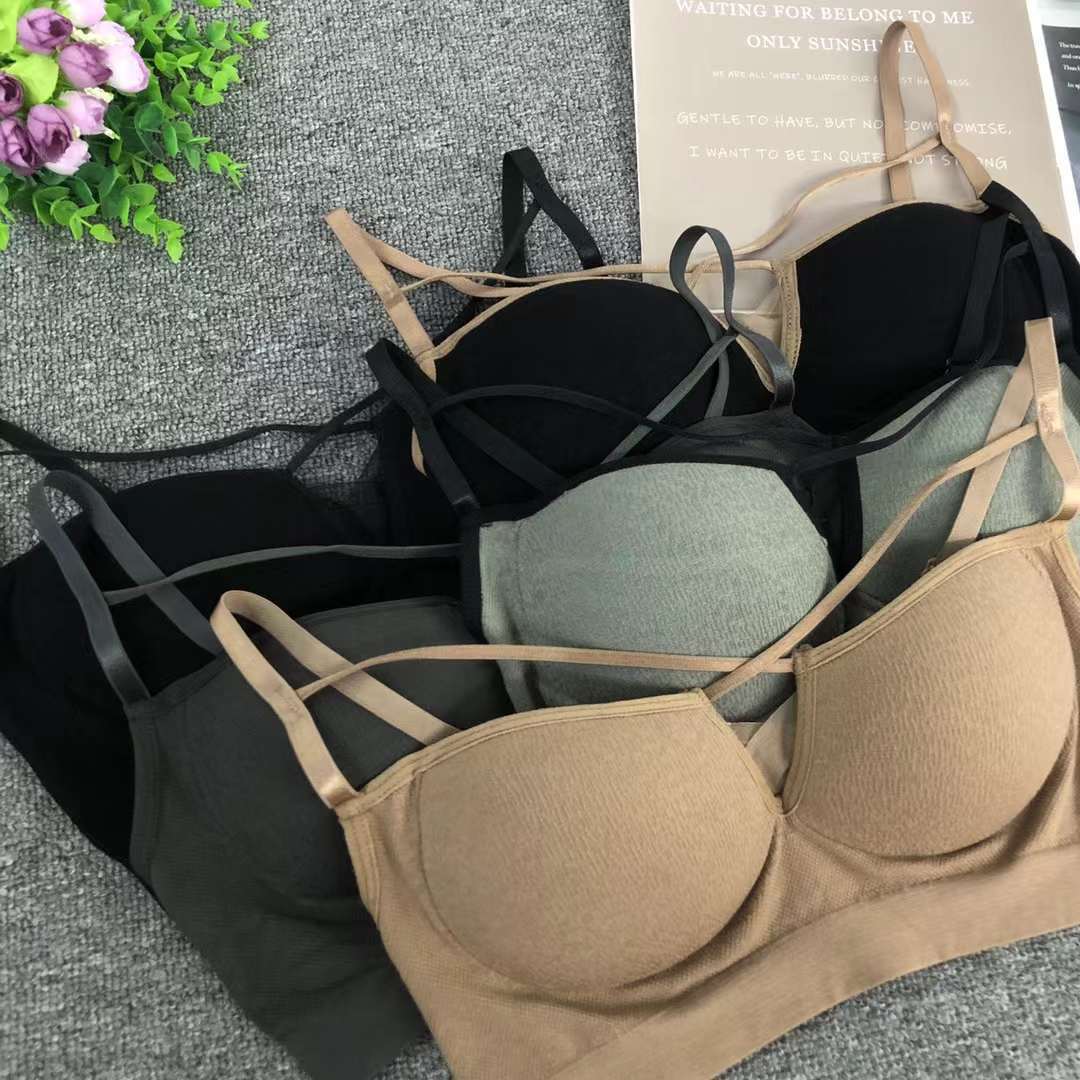 Nuevo chaleco sin costura de alta elasticidad fija copa de mujer chaleco sin anillo de acero sujetador de encaje ropa interior deportiva mujer al por mayor