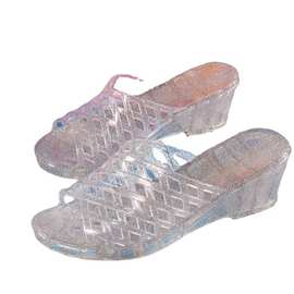 水晶塑料拖鞋果冻镂空浴室洗澡拖鞋厚底防滑防臭易洗居家老式拖鞋