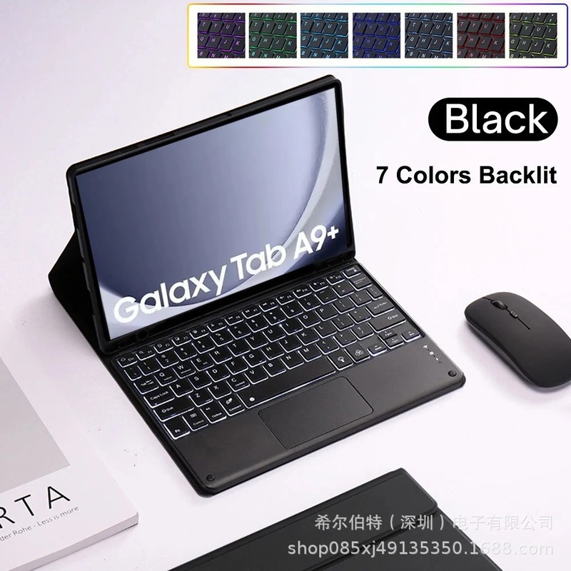 Samsung TabS109FE+Lite タブレット保護ケース A11+ Bluetooth バックライトキーボード磁気レザーケース S11 に適しています。|undefined