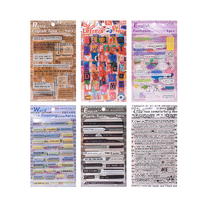 Inglés rima corta transparente pegatinas impermeables para mascotas diy diario de mano pegatinas decorativas transfronterizas pegatinas del departamento de frases inglesas