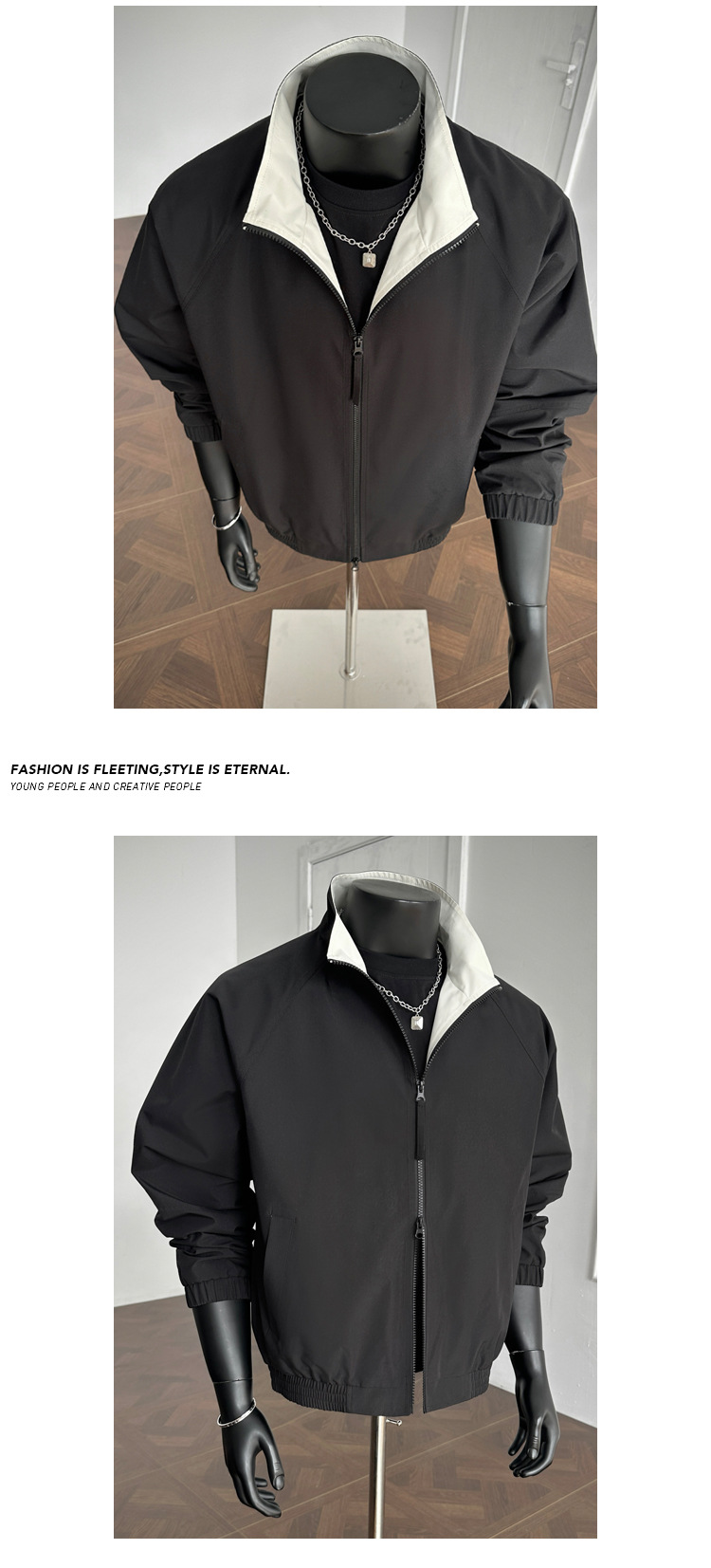 American-style Color-block Flight Jacket For Men, Spring Cleanfit Double-zipper Sports Jacket, Outdoor Three-proof_mkmklike.com