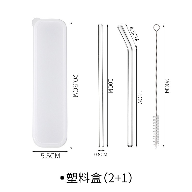 Pajita de vidrio con alto contenido de borosilicato, resistente al calor, reutilizable, juego de tubo de bebida de jugo de seguridad para mujeres embarazadas y niños con caja portátil