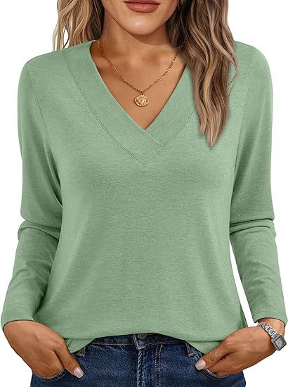 Amazon transfronterizo V-collar camisa de manga larga otoño / invierno 2025 nuevo comercio exterior ropa casual de mujer cintura camiseta de punto image 5