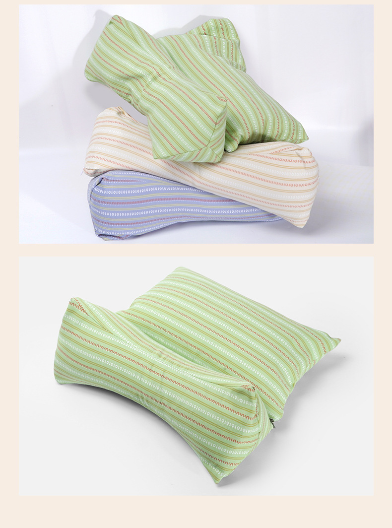 Mugwort Buckwheat Hull Cervical Triangle Pillow Cotton Cover Neck Support Pillow for Home Rest in use