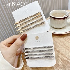 Jennie Kim Style Hairpin with One-Line Water Diamond Clip, Korean Instagram Hair Accessories for Girls, Side Clip Hair Ornament