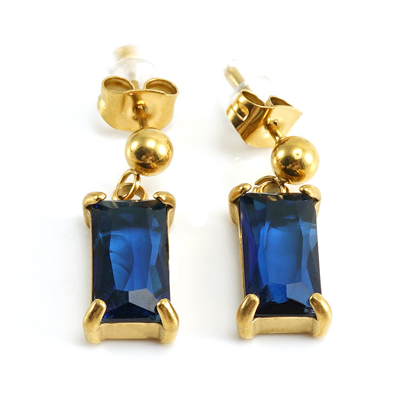 Acero inoxidable transfronterizo nuevos pendientes de diamantes ins estilo colorido ZIRCON pendientes 18K oro titanio pendientes de acero para las mujeres