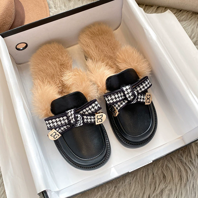 KM-2 Обувь Мао, женские тапочки с плоской подошвой на флисовой подкладке, Интернет-красные Тапочки Мао, женские осенне-зимние, большие размеры 41-43