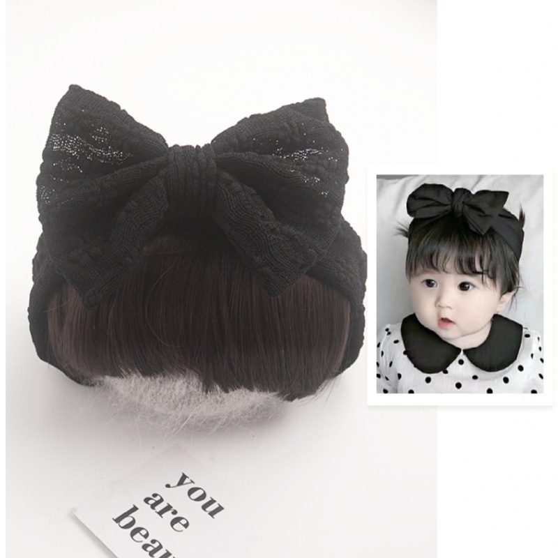 검은색 레이스 여름 머리띠(앞머리 포함)