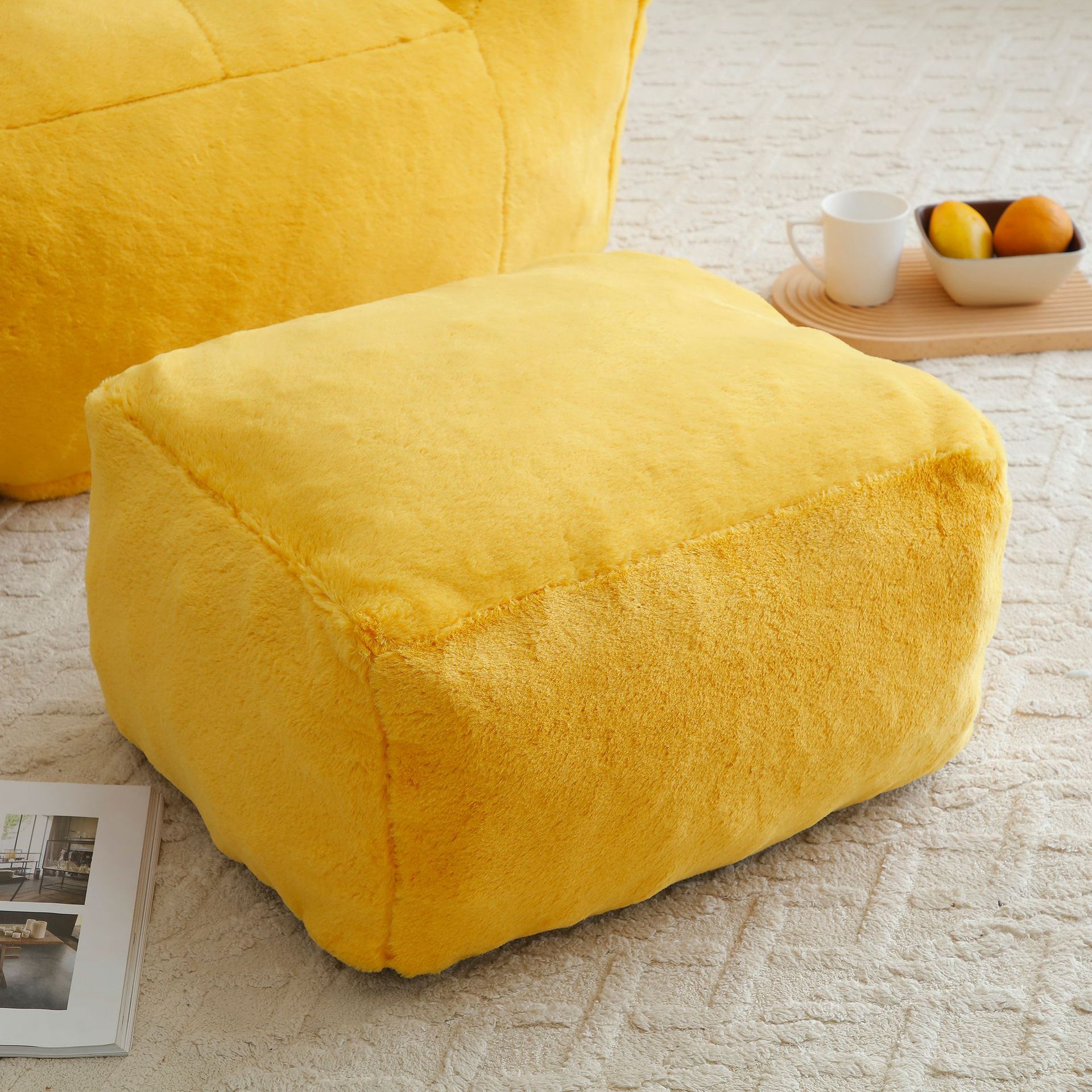 Taburete de pie de lujo ligero italiano taburete de sofá largo casero taburete de sofá de madera maciza pie de asiento taburete de sofá bloque de tofu