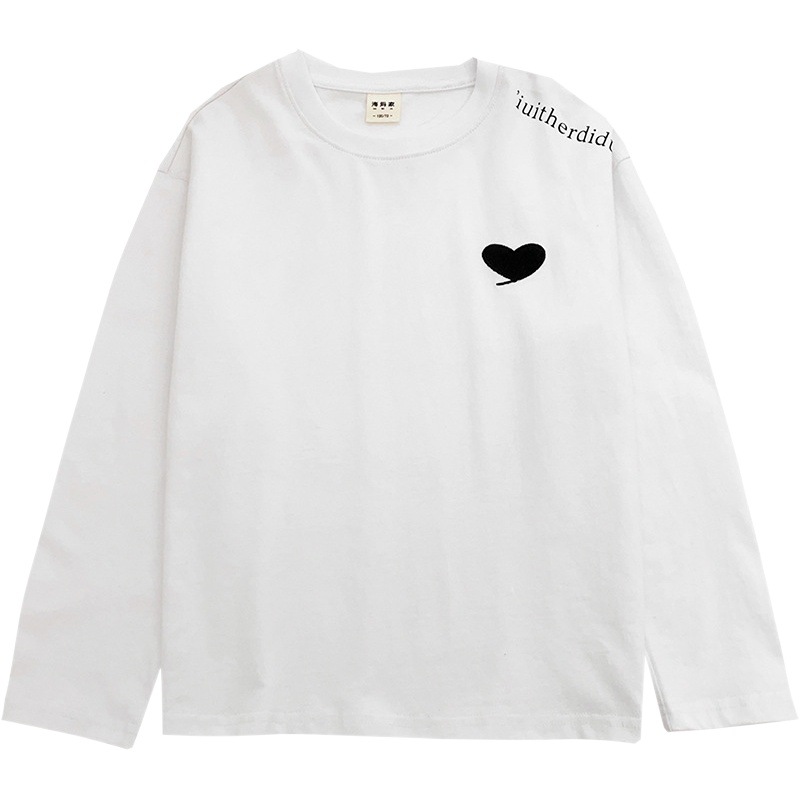 2023 de otoño de los nuevos niños de algodón de otoño bordado camiseta de los niños de estilo coreano camisa de manga larga de los niños de moda