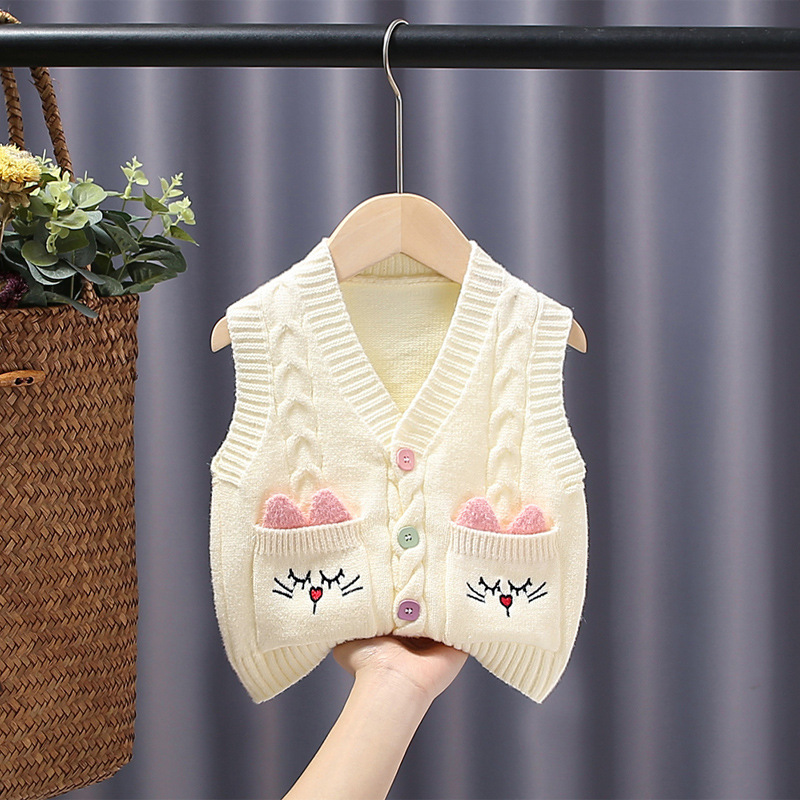 Chaleco de punto dividido para bebé Otoño e Invierno ropa exterior de bebé Chaleco de color sólido chaleco pequeño para chaqueta de niños medianos y pequeños