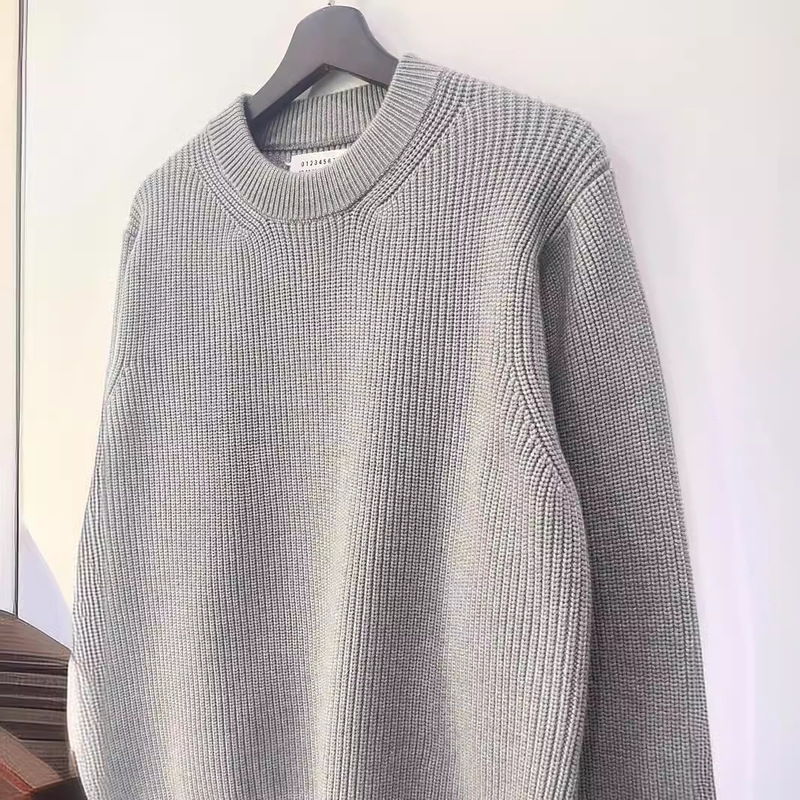 2026 New Style Lazy Style 27Yl Solid Color Round Neck Knit Sweater Men's Pullover Sweater Unisex Original Sweater