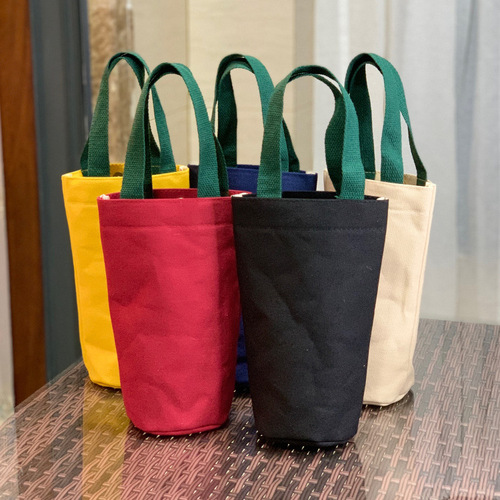 New simple canvas thickened portable solid color water cup bag stew beaker bag thermos cup cover umbrella bag