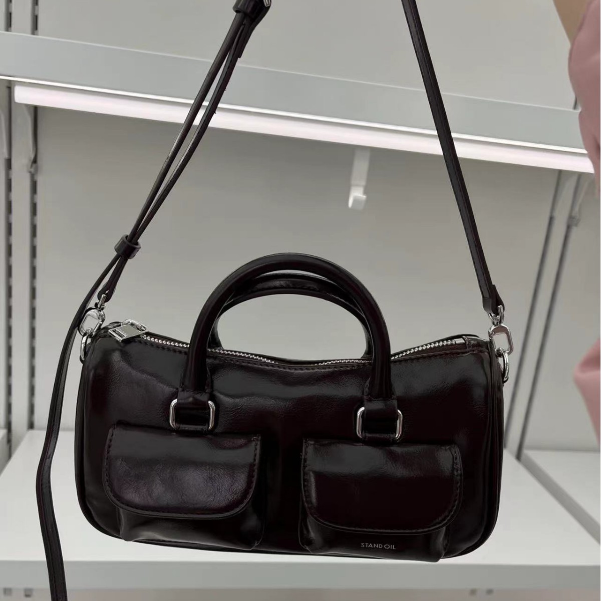 한국 스탠드 오일 스타 STANDOIL 짧은 손잡이 볼링 백 보스턴 크로스 바디 핸드백