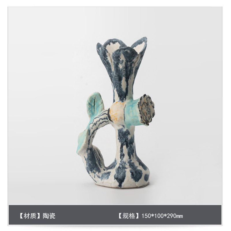 中世スタイルのセラミックフラワー花瓶装飾アートB&Bモデルルームゲストテーブルハイエンドフラワーアレンジメント装飾|undefined