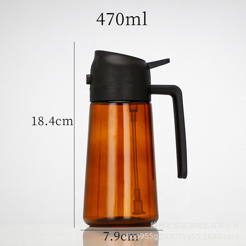 Nuevo tipo de pulverización de doble propósito de vidrio de aceite de pulverización de aceite de cocina doméstica sin colgar aceite a prueba de fugas de aceite de salsa de soja botella de vinagre