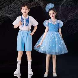 六一儿童合唱演出服公主连衣裙蓬蓬纱裙舞台装幼儿园毕业照礼服夏