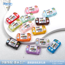 透明卡通游戏机掌机印刷可爱穿孔珠包挂手机链条手链diy饰品配件
