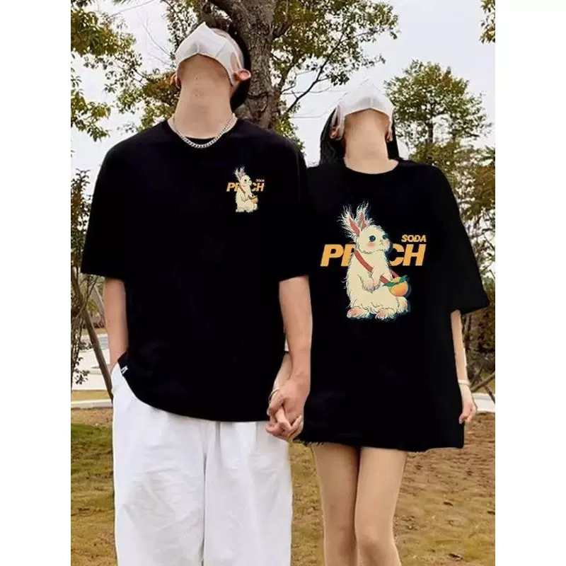 不一样特别的情侣装夏季衣服套装半短袖高级感T恤男女2025新款夏