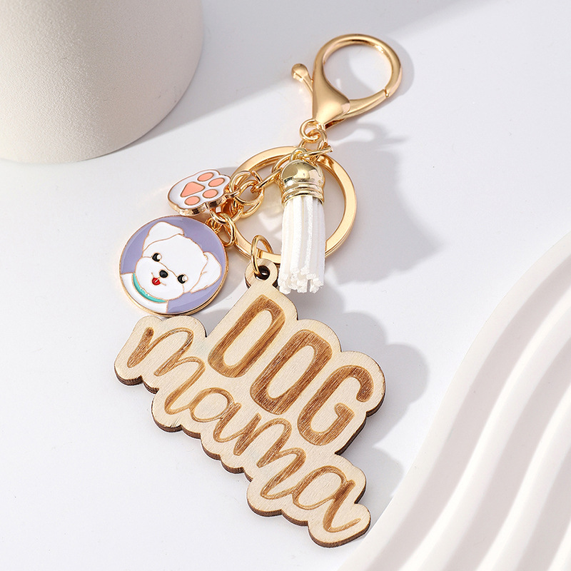 Modern Style Animal Tassel Wood Metal Unisex Bag Pendant Keychain display picture 6