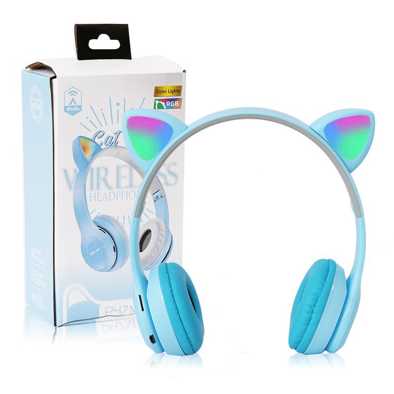 P47M venta al por mayor orejas de gato transfronterizas auriculares Bluetooth luminosos auriculares teléfono móvil auriculares inalámbricos máquina modelo de auriculares para juegos