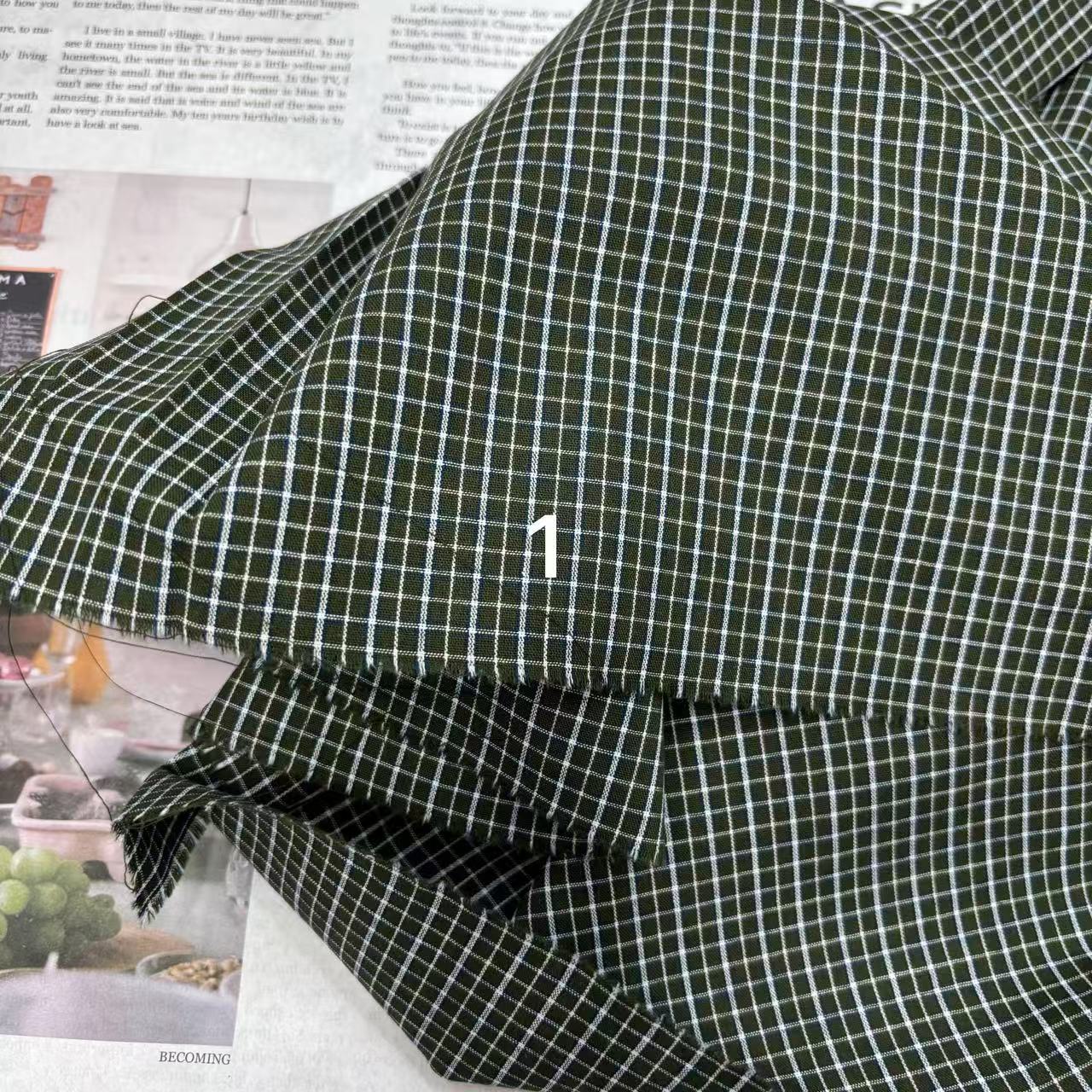 全棉男女衬衫色织格子童装睡衣连衣裙童装抱枕布头饰蝴蝶结格子布