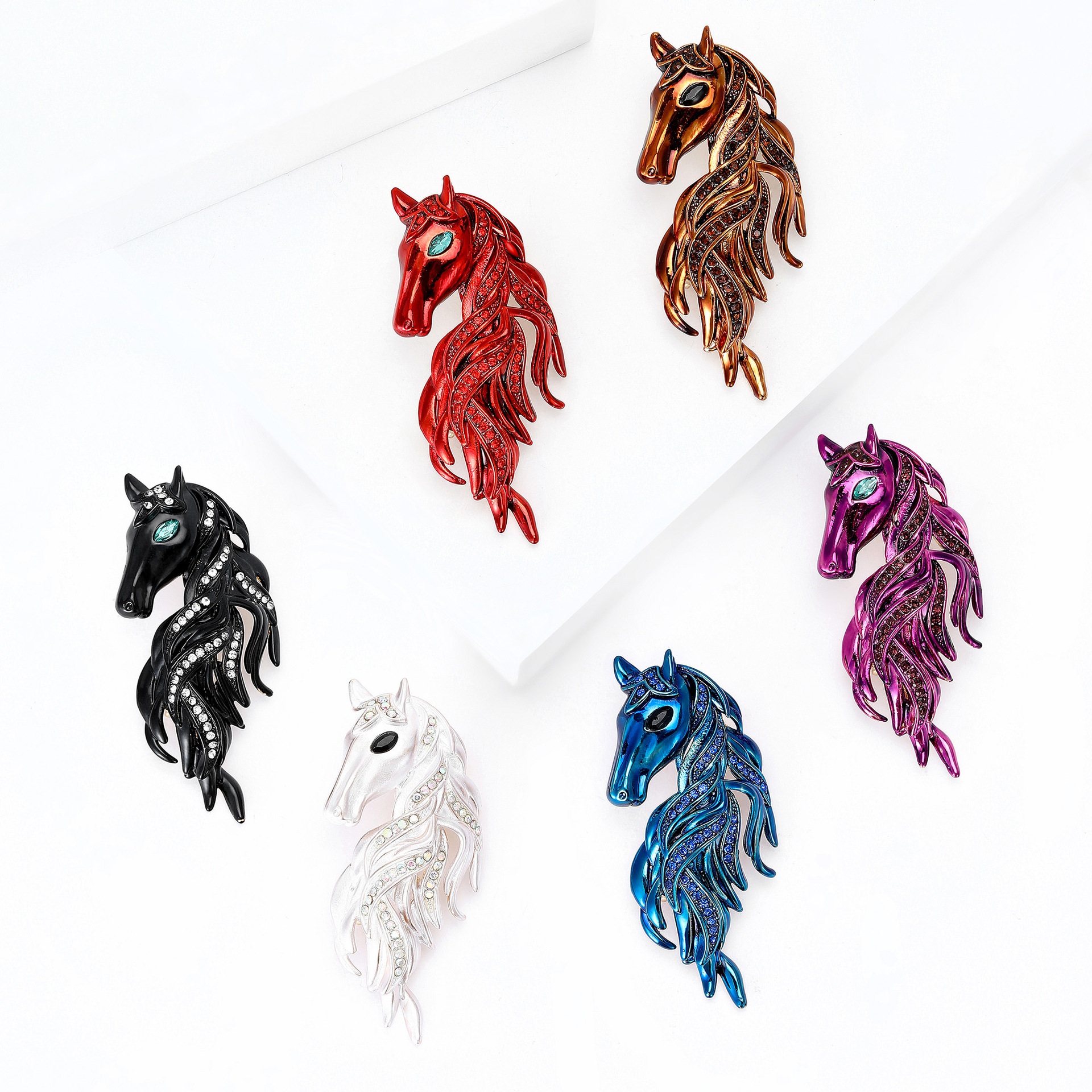 Elegante Pferde-brosche Mit Strass Für Damen Und Herren_voghion.com