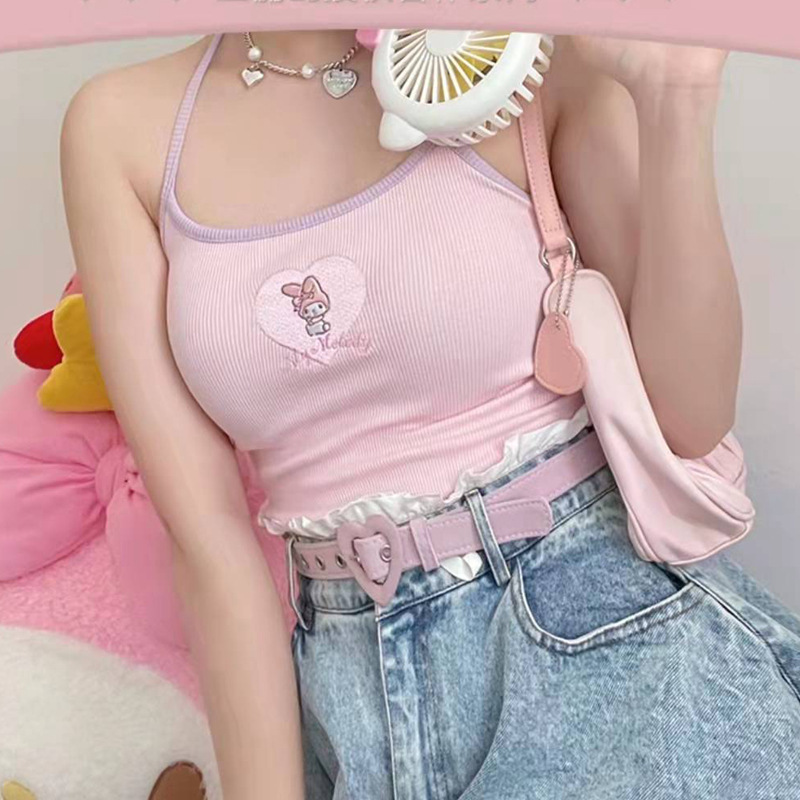 Verano nuevo estilo bordado camisola linda chica dulce suave chica estudiante interior corto tubo superior