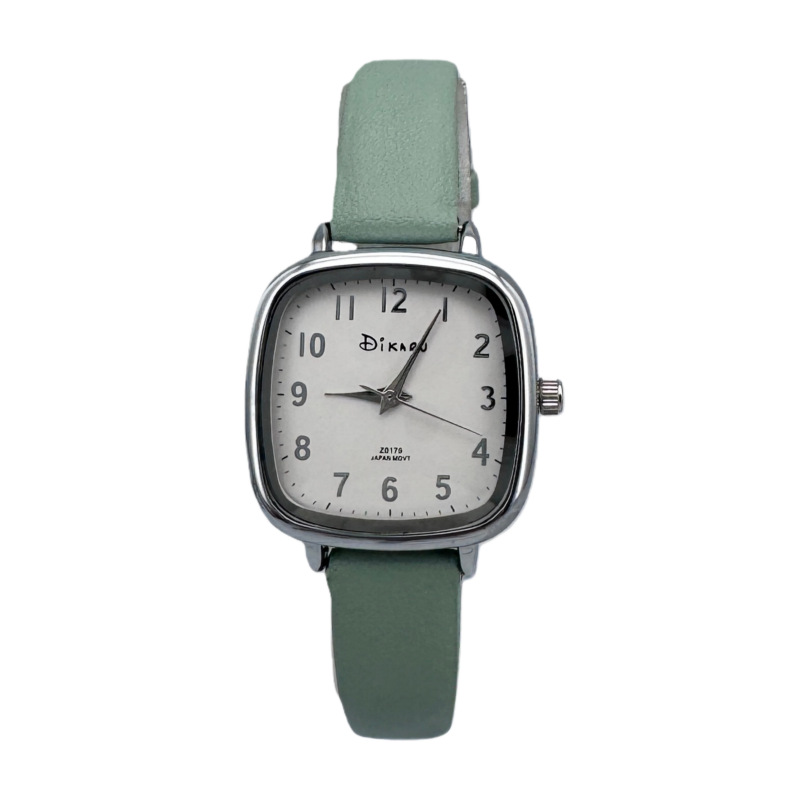 Korean Style College Wind Leather Strap Watch Women's Small Square Candy Exam High School Middle School Student Versatile High-Value Quartz Watch