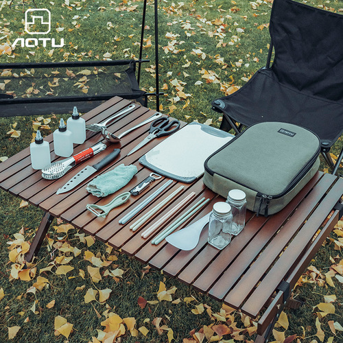 Outdoor tableware, portable set, picnic knife, picnic cooker, barbecue kitchenware storage bag, camping supplies, empty bag