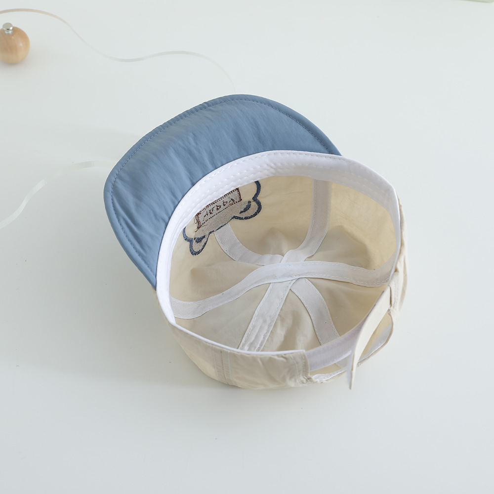 2025 sombrero para bebés primavera y otoño nuevo bordado de dibujos animados sombrero de brida suave sombrero para niños y niñas sombrero de boca de pato secado rápido